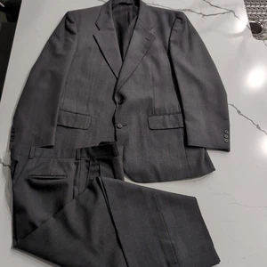 115 Shop Herren 44R grau Prince of Wales 2 Knopf Wollanzug 37x28 Plissee Bündchen - Bild 1 von 19