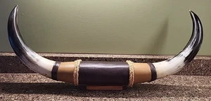 Texas Langhorn 24" Leder montiert Lenkstier Western Cowboy Wanddeko - Bild 1 von 9