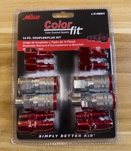 Kit de acoplador y enchufe Milton s-314MKIT ColorFit (estilo M, rojo) - 1/4" NPT 14 piezas - Imagen 1 de 6