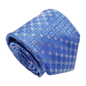 Michael Kors Necktie Blue Geometric Pattern Men's Silk Neck Tie Jacquard - Picture 1 of 5