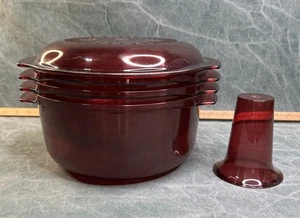 Vintage Tupperware 200C Cranberry 5 Piece Microwave Stack Cooker Set As Pictured - Picture 1 of 7