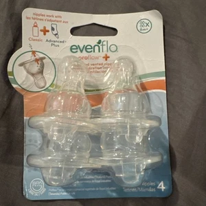 Evenflo ProFlo Venting Nipples Fast Flow X Cut (8+Month) 4 Nipples In Pack - Picture 1 of 5