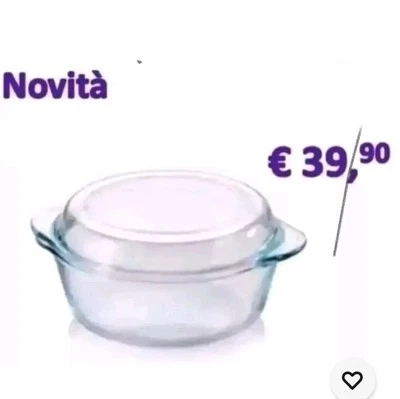 Tupperware Pirofila Premiaglass da 2.1 litri in vetro borosilicato con coperchio - Immagine 1 di 2