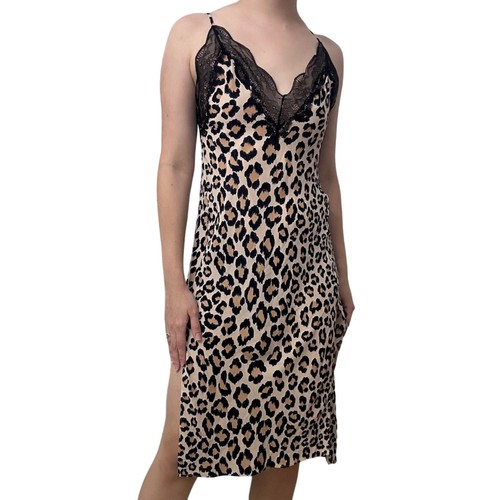 UNDERCOVER Abito Victoria’s Secret slip midi stampa animalier pizzo delicato leopardato taglia small