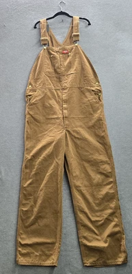 Dickies Hombres Babero 42 Marrón Mono Lona Ropa de Trabajo Botón 30" Entrepierna Y2K Foto 1 de 4