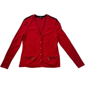 ESCADA Cardigan donna lana rosso nero taglia 38 Medium - Foto 1 di 11
