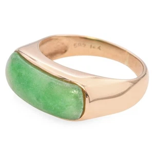 Vintage Ring 14 Karat Gelbgold Barren Jade - Bild 1 von 7