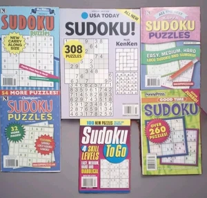 6 Asst. New Sudoku Puzzle Books Lot  - Picture 1 of 1
