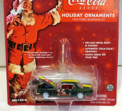 JOHNNY WHITE LIGHTNING COCA-COLA HOLIDAY ORNAMENTS ~1965 FORD MUSTANG GT ~ - Image 1 of 4