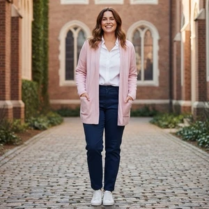 J Crew Damen XXL Baumwolle Pullover Blazer Open Front Office Preppy Karriere Rosa - Bild 1 von 8