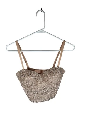 Top bustier champán con cuentas de diamantes de imitación correas ajustables talla 36 Foto 1 de 4