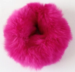 Fur Hair Bands Rex Fur Scrunchie Hair Jewelry Band Hairstyle Plait Fuchsia Pink - Picture 1 of 3