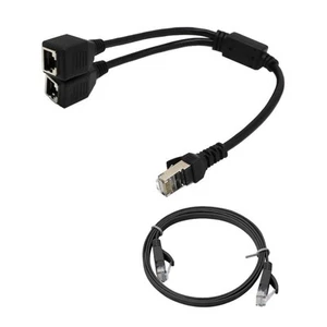 Stecker auf 2 Buchse Y Splitter Ethernet LAN Netzwerkadapter - Afbeelding 1 van 7