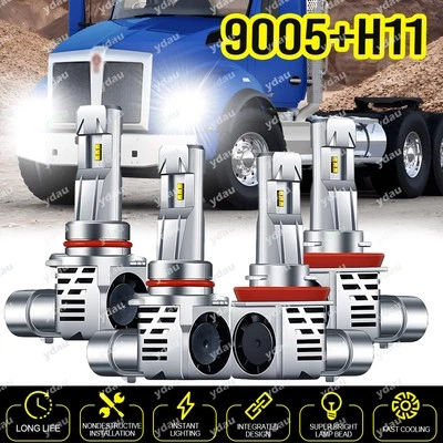 For Kenworth T370 T680 T880 Truck 2013-2022 6000K LED Headlights Bulbs High Low - Image 1 of 4