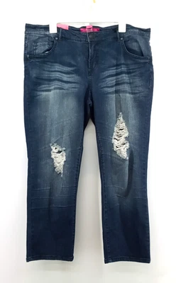 Pantalones de mezclilla elásticos Pure Energy para mujer talla 18 desgastados pierna recta tiro medio Foto 1 de 4