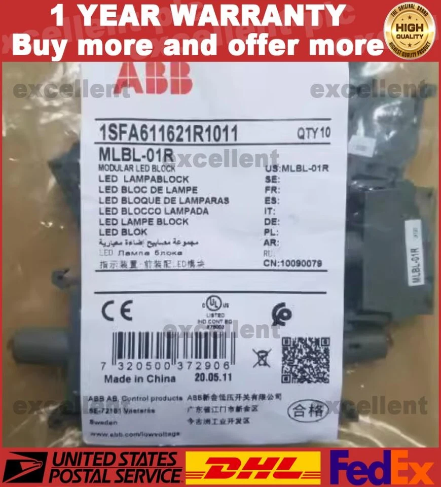 1pcs ABB push button switch lampholder MLBL-01R 24VAC/DC US Free TAX - Image 1 of 1