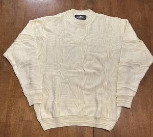 Suéter Tejido Estilo Coogi Vintage Años 90 Grande Activos Congelados 3D Texturizado Marfil - Imagen 1 de 6
