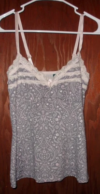 Babydoll Laura Ashley Mujer Cami Camisola Salón Top Encaje Gris Talla Pequeña Foto 1 de 4