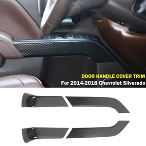 Interior Door Handle Trim Cover Decor for 14-18 Chevrolet Silverado Carbon Fiber - Picture 1 of 6