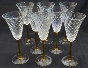 Juego de 8 tallos de vino claret Union Street Glass ámbar 8 3/4" fechados 1996 - Imagen 1 de 8