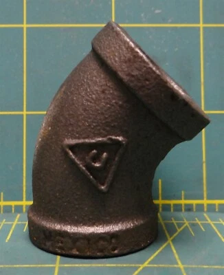 1/2" Pipe Size Malleable Iron Threaded Elbow, 45 Degree, FNPT Type  - Image 1 of 4