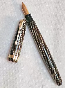 VINTAGE GOLDBRAUN GESTREIFTER PARKER VACUMATIC FÜLLFEDERHALTER MAJOR GOLDEN ARROW. - Bild 1 von 15