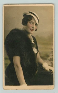 POSTCARD Colourised portrait of a woman 1920s? RPPC - Picture 1 of 2