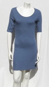 NEW NWD TOPSHOP Blue Soft Stretch Viscose Knit Half Sleeve Shirt Dress size 6 8 - Picture 1 of 6