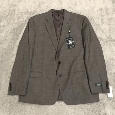 $450 Lauren Ralph Lauren 46R UltraFlex LOOMIS Traje de Lana Calce Clásico Chaqueta Gris Foto 1 de 4