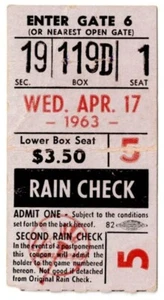 1963 NEW YORK YANKEES vs DETROIT TIGERS ticket stub ELSTON HOWARD home run 4/17 - Picture 1 of 2