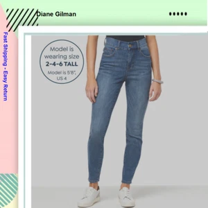 DG2 Diane Gilman Infinity Stretch Tri-Fit Ultra-Skinny Jean, MidTone, 000-00-0 - Picture 1 of 1