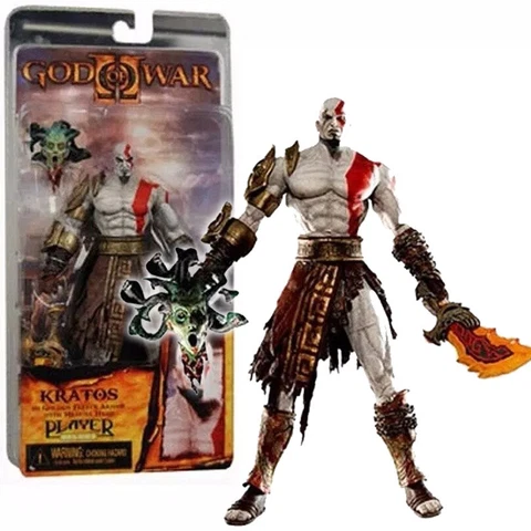 Neca God of War 2 Kratos Golden Fleece Armor & Medusa Head 7" Action Figure New Cover