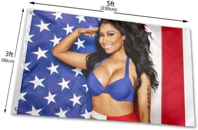 QLASH Nicki Minaj American Flag 3x5ft Tapestry Poster Music Idol Room Wall decor NEW