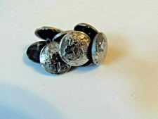 8 Vtg Unique Silvertone & Black Uniform Buttons 
