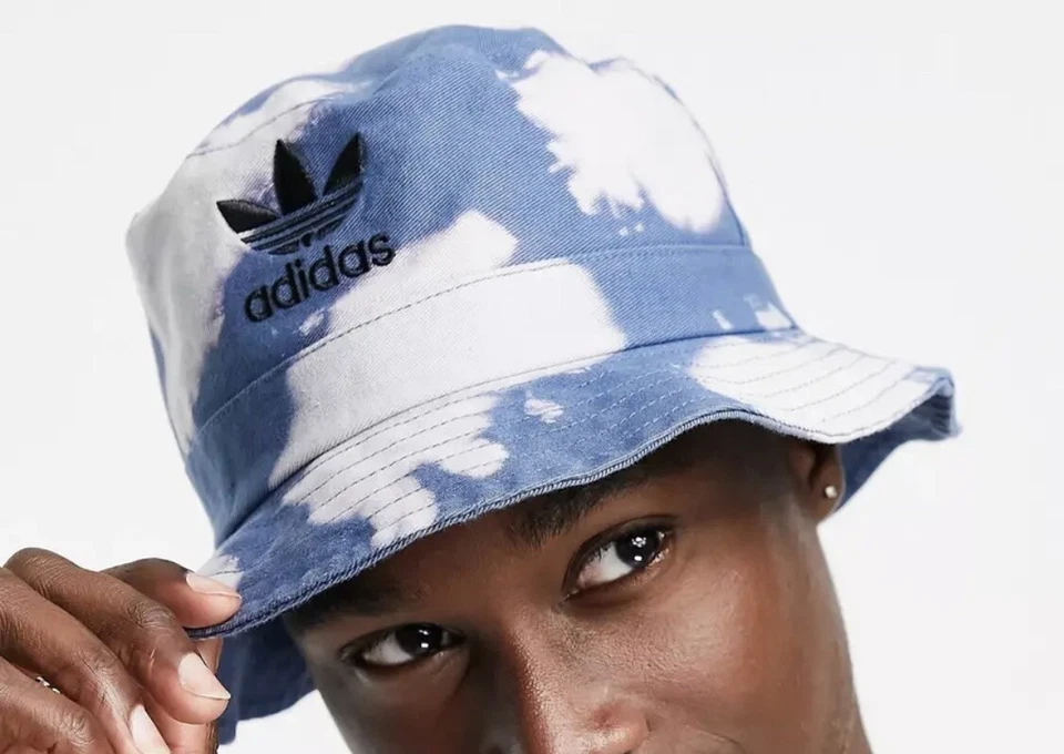 Adidas Originals Reverse Tie Dye Bucket Hat Blue Three Stripe One Size Retro