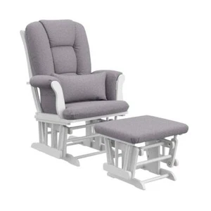 Storkcraft Ottoman Set Solid wood Base Gray Swirl Cushion Glider Tuscany White - Picture 1 of 7