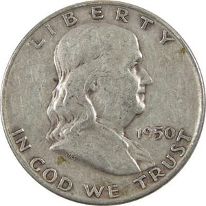 1950 D Franklin Half Dollar AG About Good 90% Silver 50c Coin - Picture 1 of 4