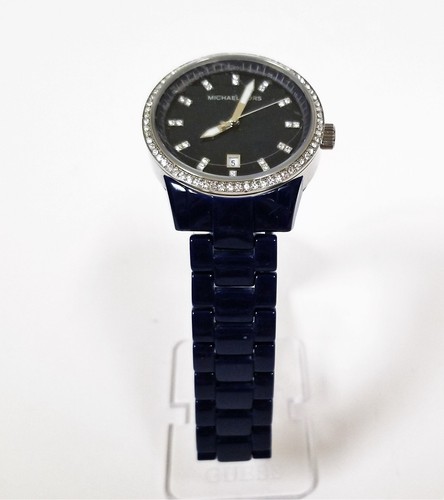 NUOVO OROLOGIO MICHAEL KORS TRIBECA CRISTALLO GLITTER RESINA BLU BRACCIALE ACRILICO MK5371