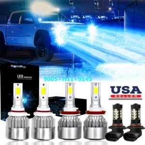 For Ford F-150 2015-19 - 8000K LED Headlight Bulbs + Fog Light H11 9005 9145 C6 - Picture 1 of 17