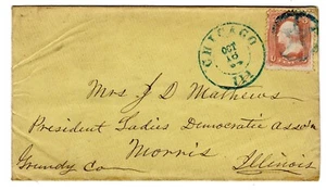 1864 Chicago IL Fancy Star Blue CCL to Pres Ladies Democratic Association - Picture 1 of 2