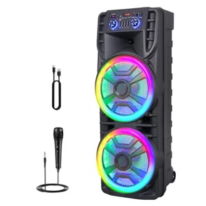 Haut-parleur Bluetooth LOUD double caisson de basses 12" système audio basse lourde fête et micro - Photo 1 sur 9