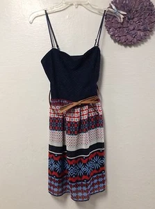 City Triangles Womens Dress Junior Size 7 Red White Blue Lined New 73 - Picture 1 of 7