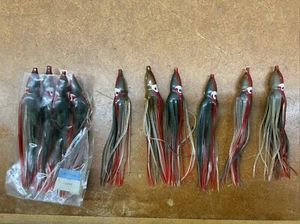 10 Silver Horde Squid (Octopus 3.5) Fish Baits - Double Glow Army Truck Color - Picture 1 of 2
