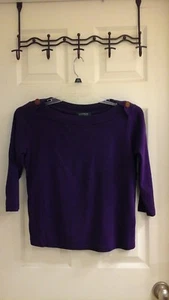 Ralph Lauren Blouse, Women's size medium, Knit, 3/4 Sleeve, Purple, cotton EUC - Picture 1 of 5