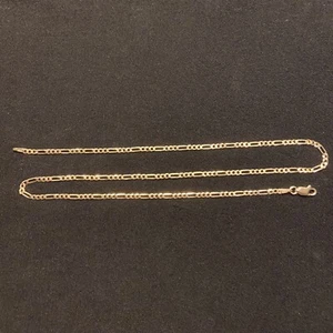 Women’s Gold Chain 14k Gold Vermeil Figaro 18in 2mm .925 Italy Stamped - Picture 1 of 5