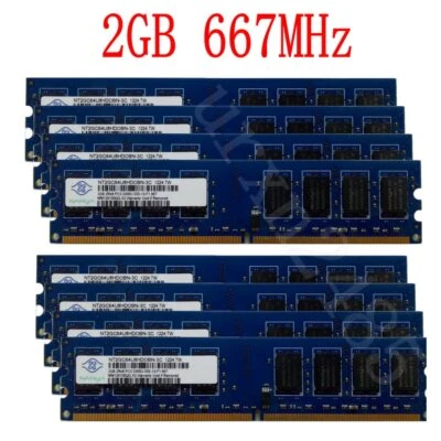 16GB 8x 2GB / 1GB PC2-5300U DDR2 667MHz DIMM Desktop Memory RAM For NANYA LOT - Image 1 of 4