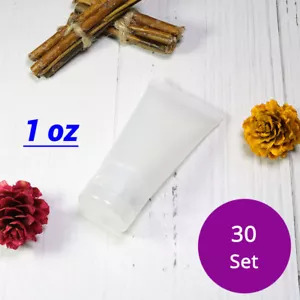 30 Empty 1oz Frosted PE Tubes Squeeze Cosmetic Cream Lotion Travel Bottles B2 - Picture 1 of 6