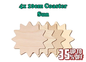 Wooden Coaster Shape Sun Set of 4, Craft Art Gift Decoupage - Picture 1 of 2