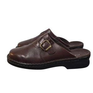 Clark's Damenschuhe braun Leder Pantolette Clog Slipper Größe 9M bequem gepolstert - Bild 1 von 7