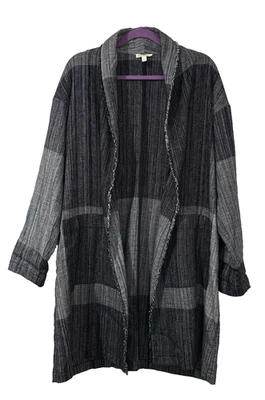 Chaqueta Eileen Fisher Grande XL Algodón Orgánico Mantón Cuello Frente Abierto Cárdigan Foto 1 de 4